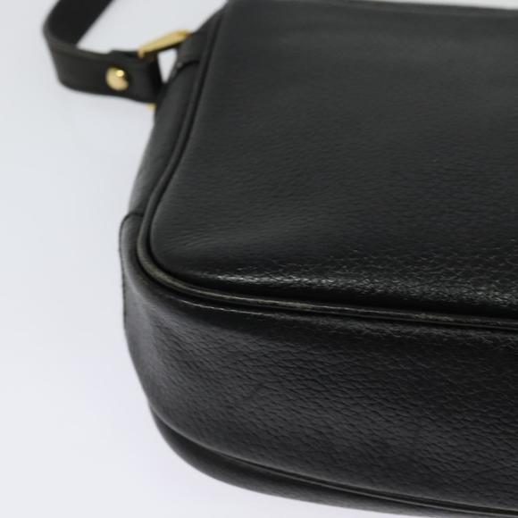 Burberrys Shoulder Bag Leather Black Gold Auth ep9849